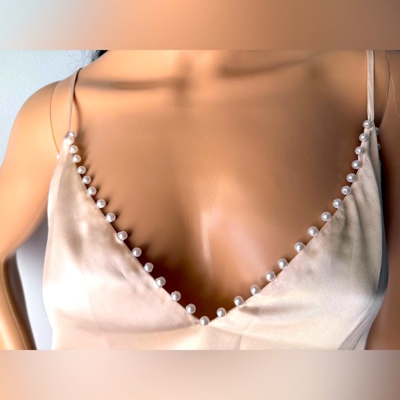 CAMI NYC Beige mariana cami top pearl trim 100 % Silk soft as feather size XS - Picture 3 of 12